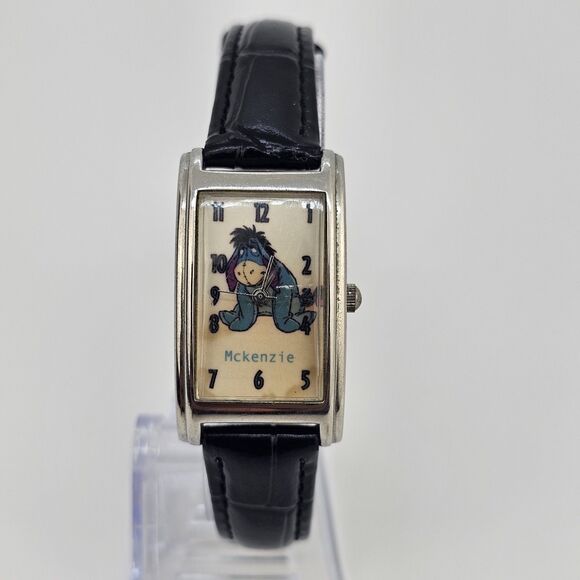 Disney Watch Eeyore  Women Watch 20mm White Dial Black Leather Bands New Battery - Picture 1 of 13